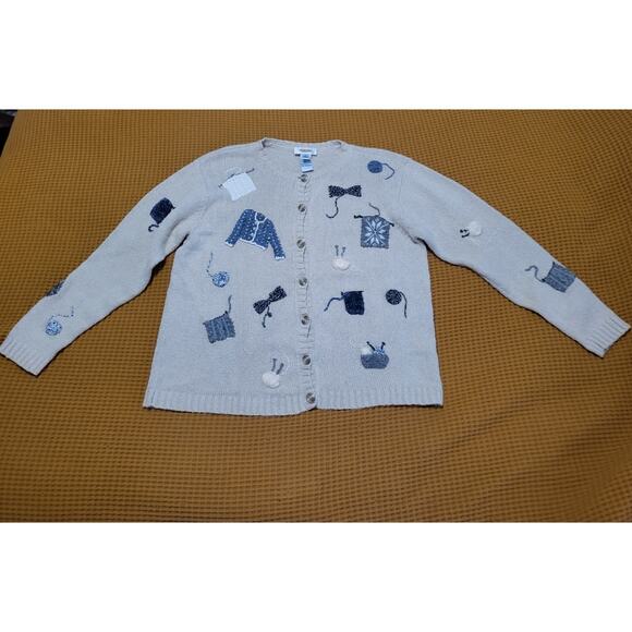 Vintage Talbots Button Sweater Detailed Crocheter Knitter Crafts Sewing GUC M - Picture 1 of 8